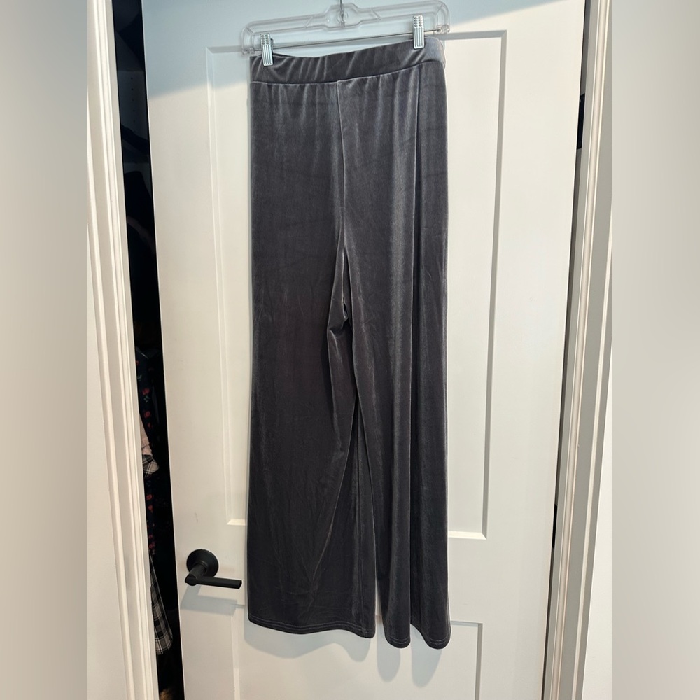 Velour wide leg pants